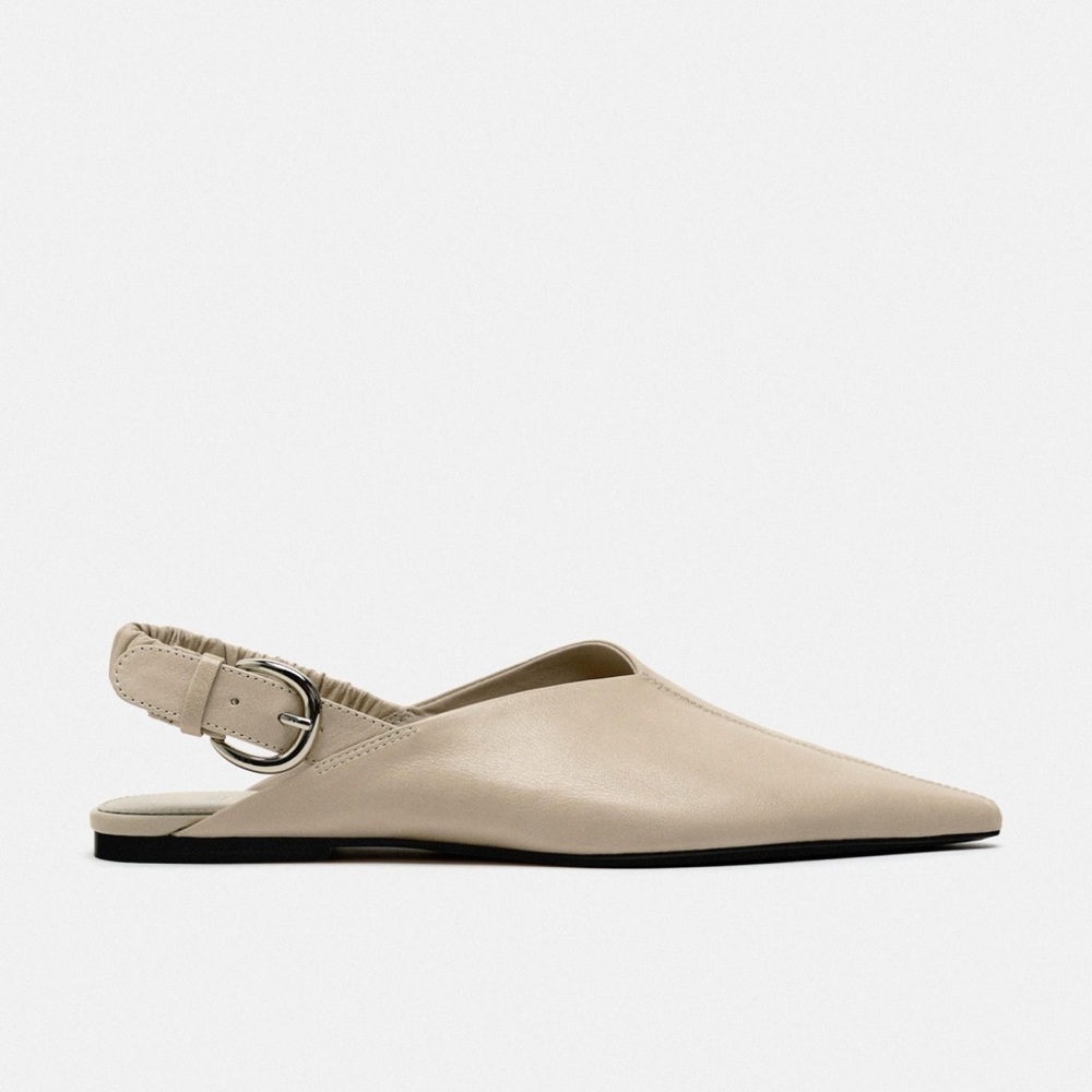 Zara soft leather sling back flats size 39